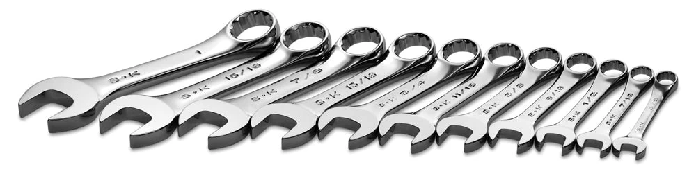 11 Piece 12 Point Fractional Short Combination Chrome Wrench Set 3 11 Piece 12 Point Fractional Short Combination Chrome Wrench Set