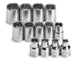 13 Piece 3/8" Drive 12 Point Standard Metric Chrome Socket Set