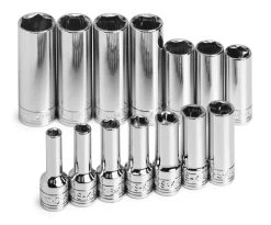 14 Piece 3/8" Drive 6 Point Deep Metric Chrome Socket Set
