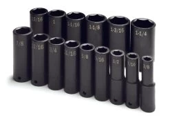 15 Piece 1/2" Drive 6 Point Fractional Deep Impact Socket Set