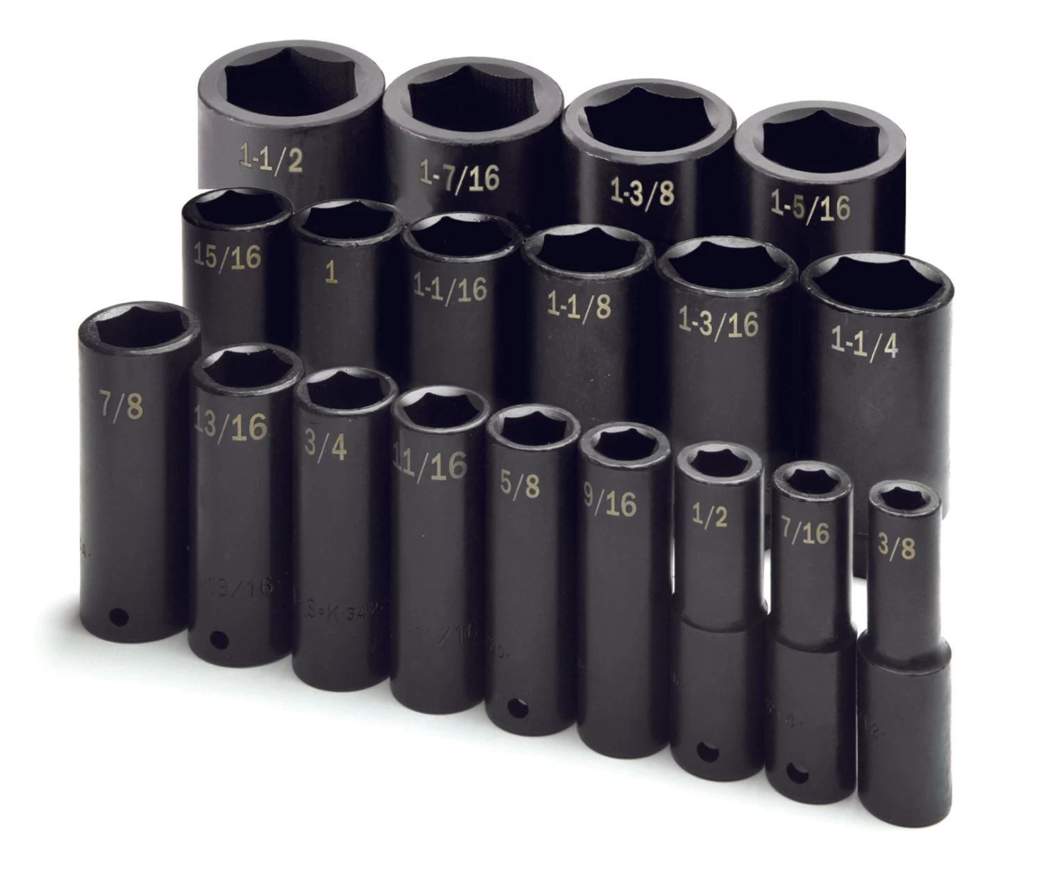 19 Piece 1/2" Drive 6 Point Fractional Deep Impact Socket Set 3 19 Piece 1/2" Drive 6 Point Fractional Deep Impact Socket Set