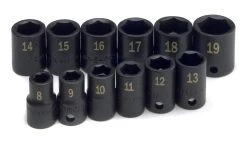 12 Piece 3/8" Drive 6 Point Metric Standard Impact Socket Set
