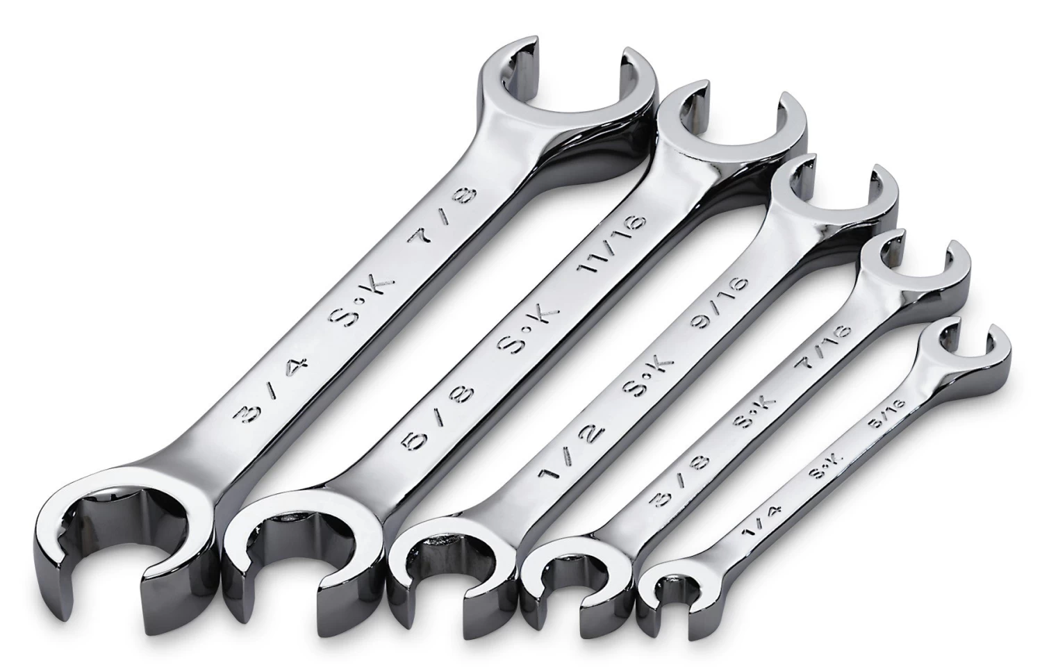 5 Piece 6 Point Fractional Flare Nut Chrome Wrench Set 3 5 Piece 6 Point Fractional Flare Nut Chrome Wrench Set