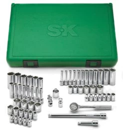 60 Pc 1/4" Drive 6 Pt Std And Deep SAE And Metric Socket Set