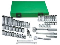 62 Piece 3/8" And 1/4" Drive Std And Deep Metric Socket Set
