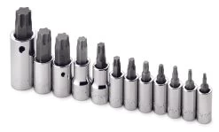 12 Piece 1/4", 3/8" And 1/2" Drive TORX Plus Bit Socket Set