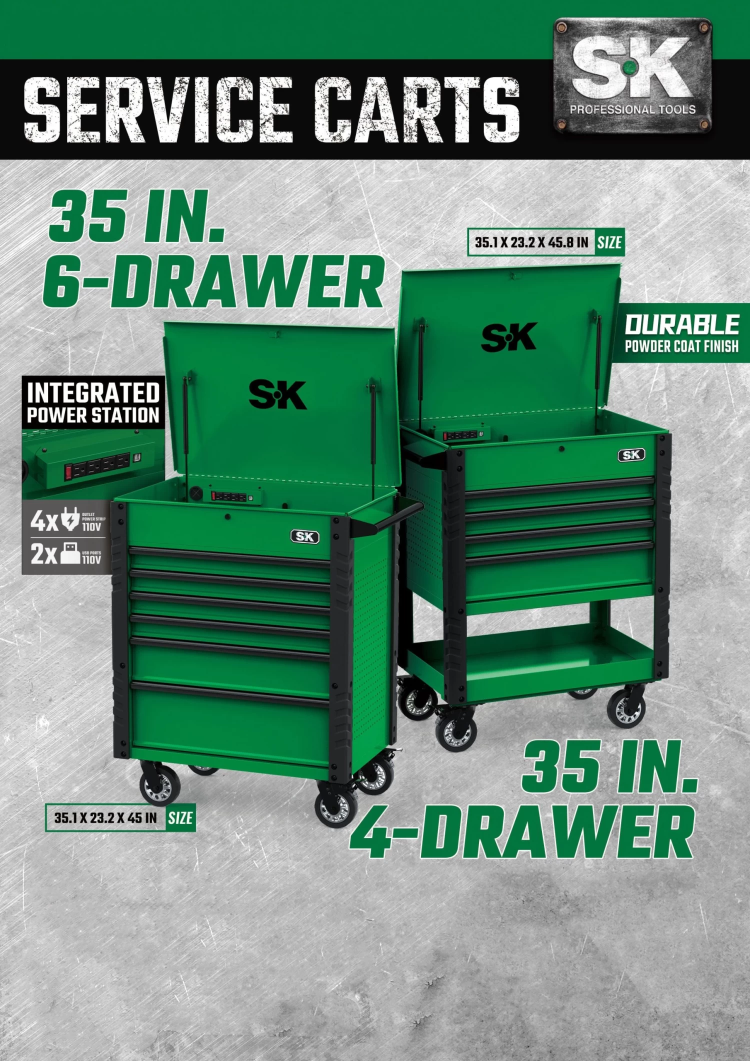 35 In. 4-Drawer Tool Cart 4 35 In. 4-Drawer Tool Cart - Image 2